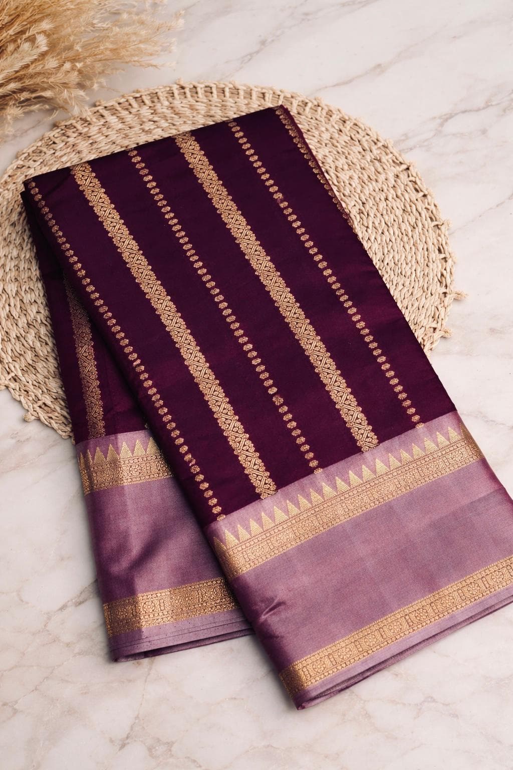 Tissue Silk - Purple Saree