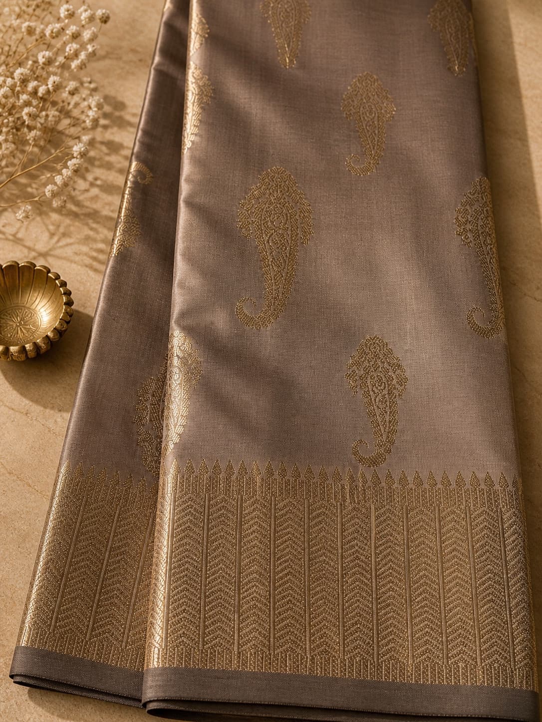 Semi Silk - Pastel Gray saree