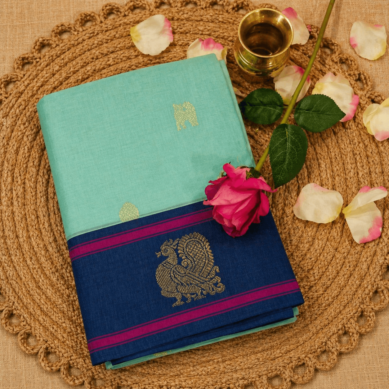 Kanchi Cotton Saree in Green