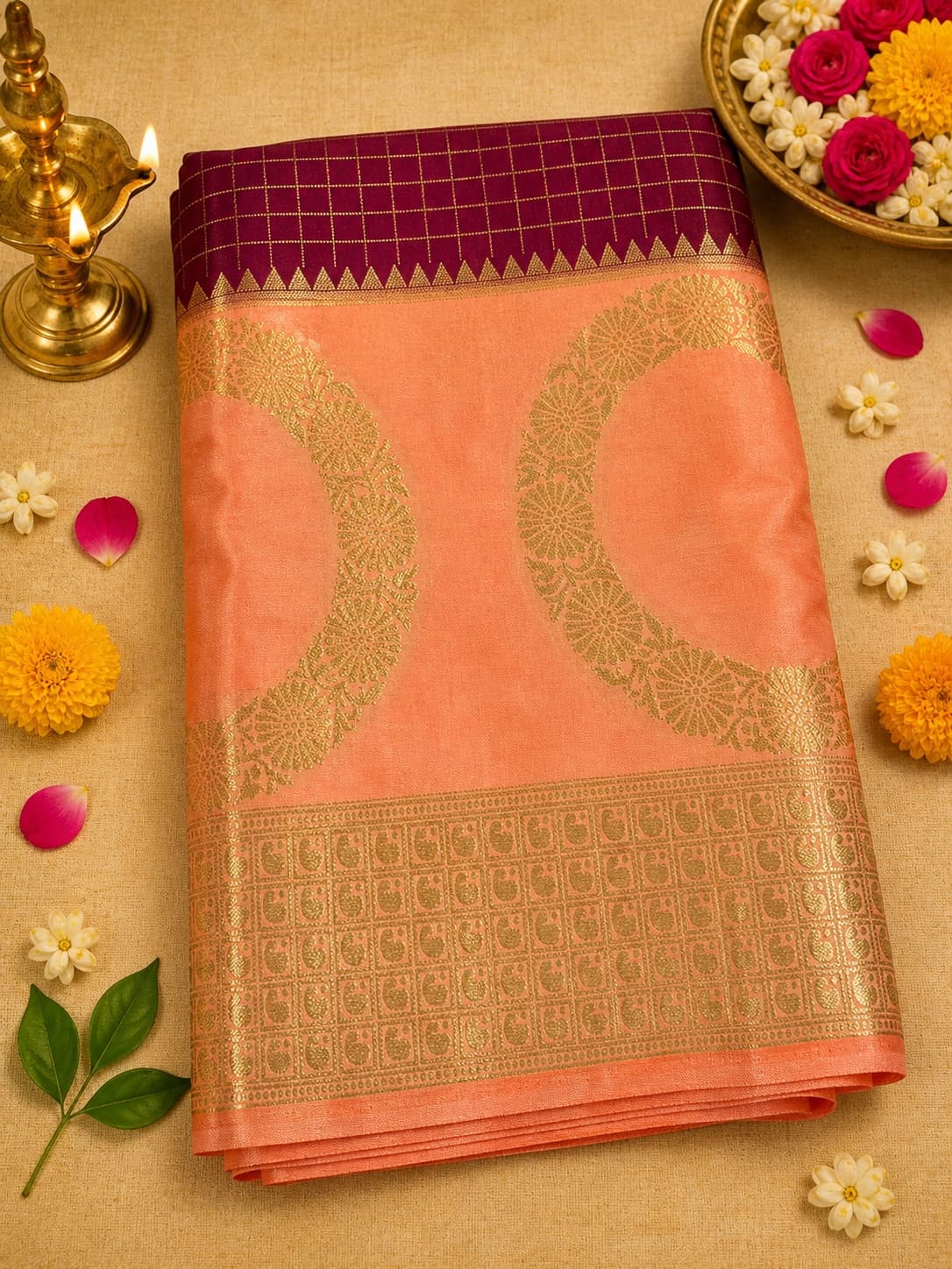 Crepe Silk Saree With Zari Border
