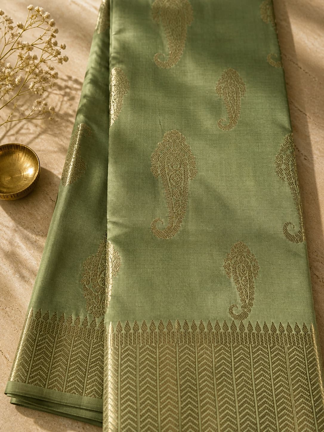 Semi Silk - Pastel Green saree