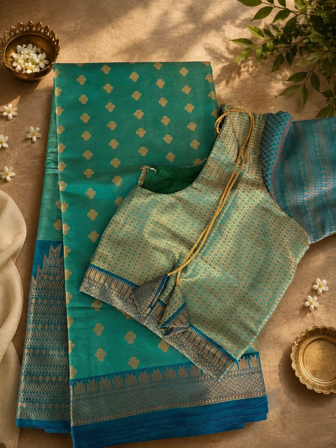 Green Kanchi Tissue Silk Saree