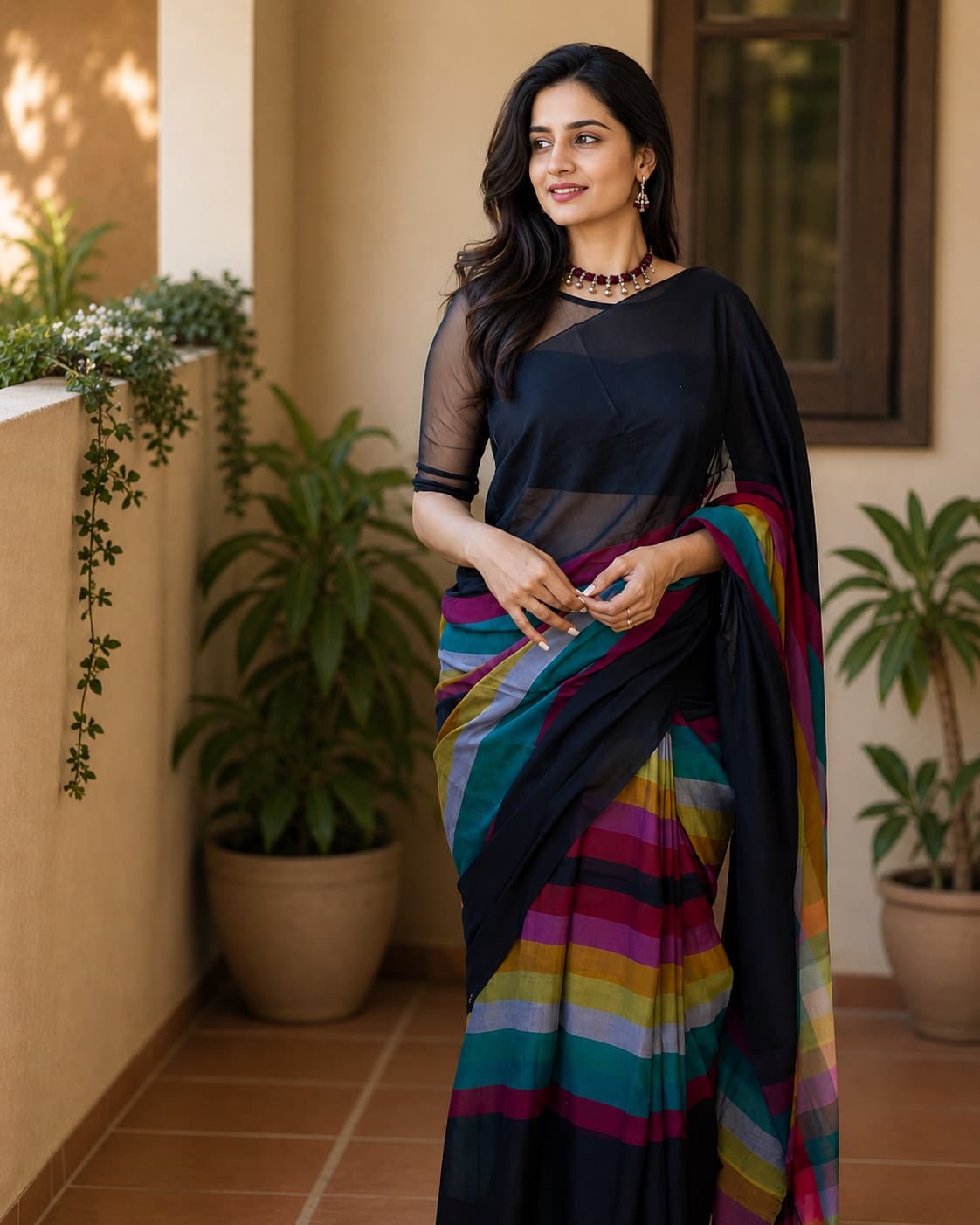 Khadi Cotton - Rainbow Saree
