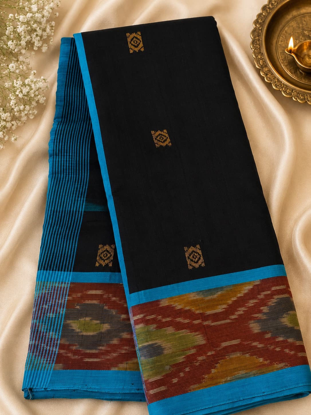 Black & Blue Fancy Kanchi Silk Saree