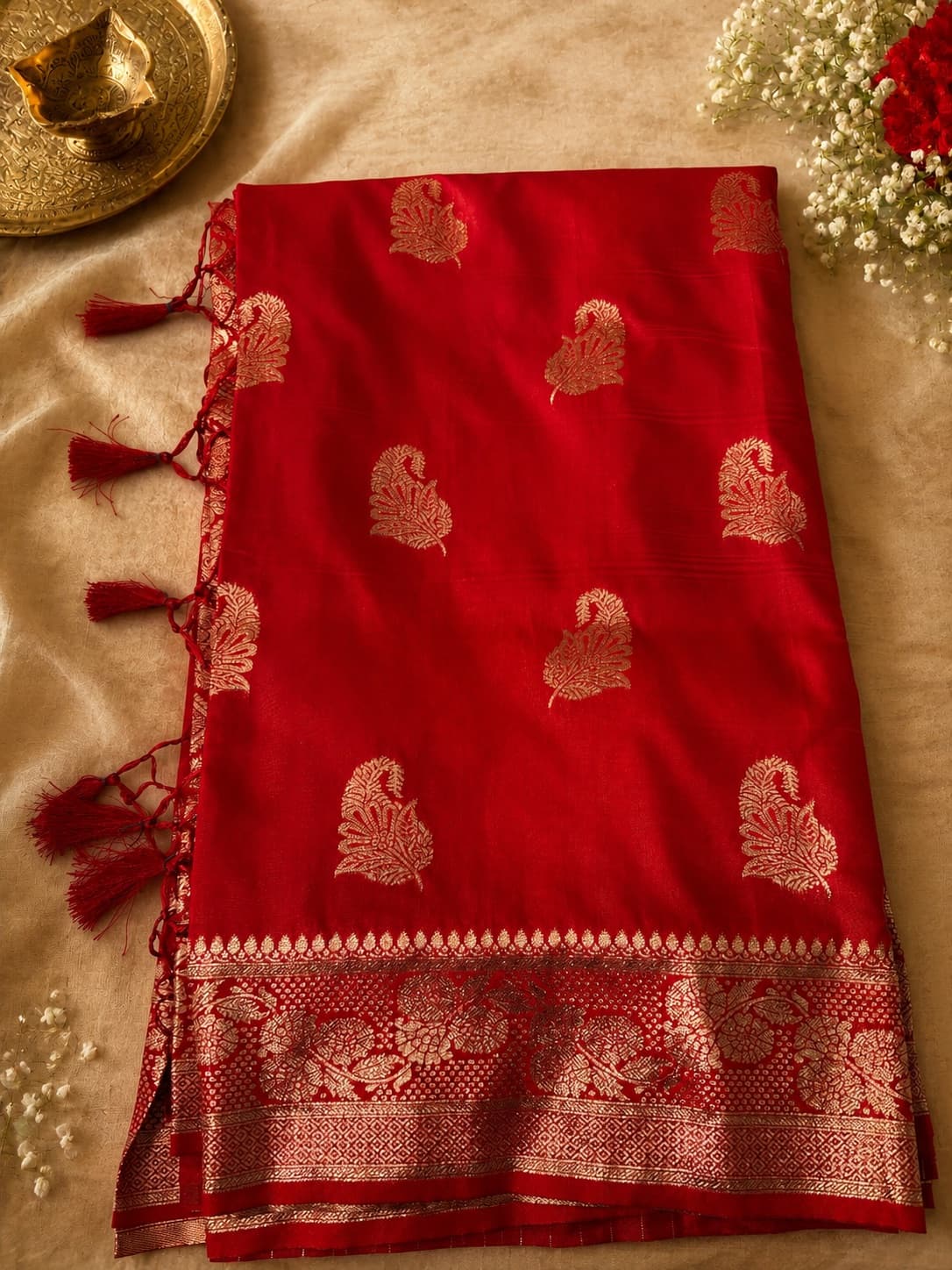 Banasari Crepe Silk Saree - Red