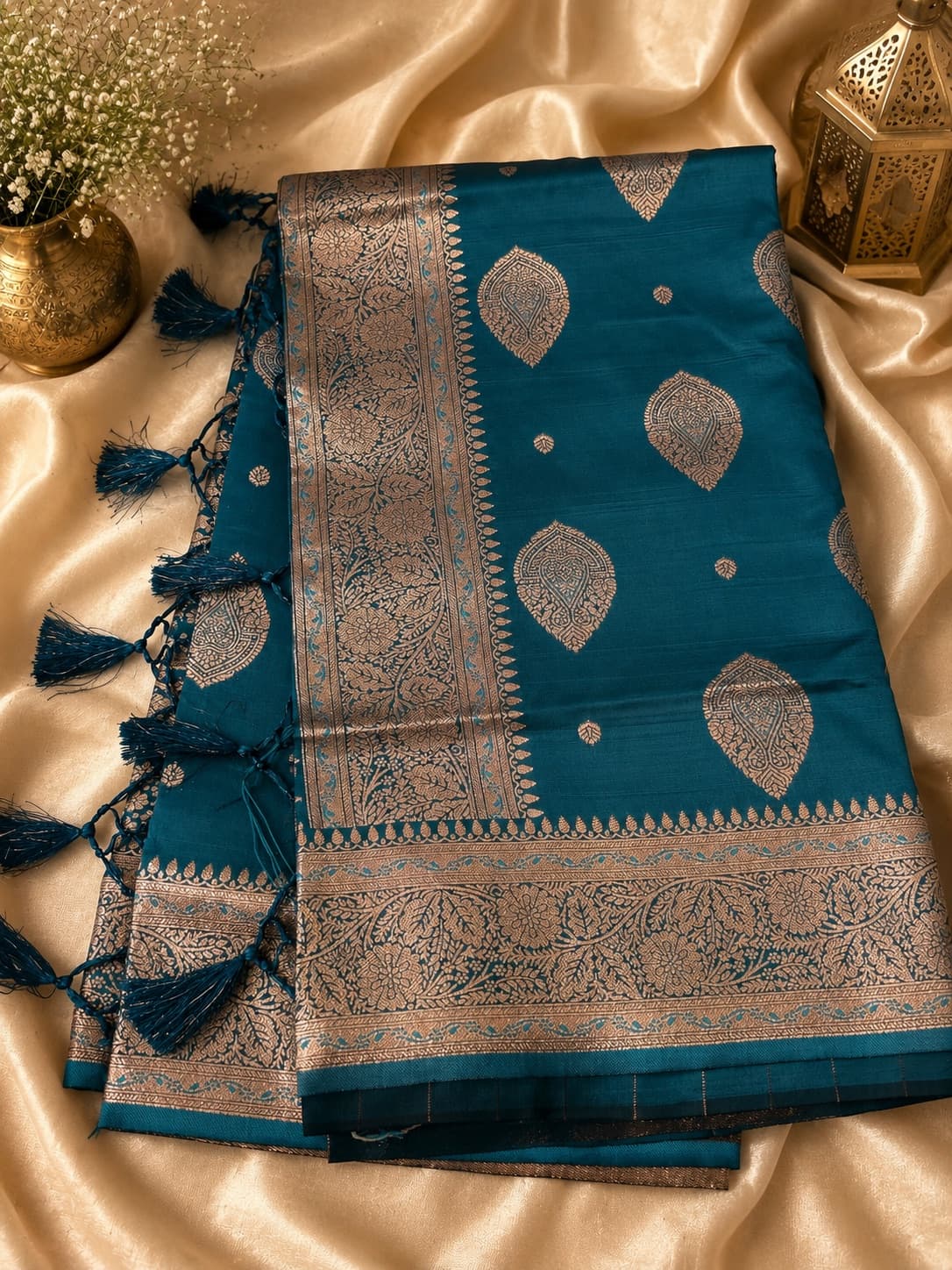Banasari Semi Crepe Silk Saree - Blue