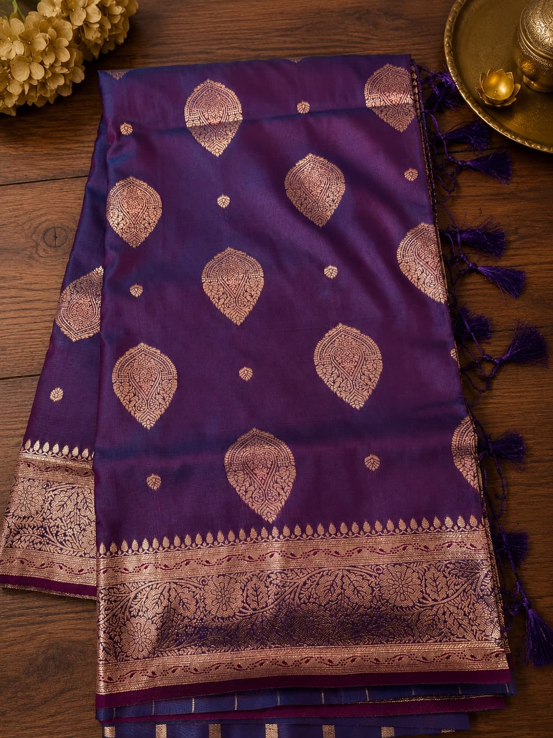 Banasari Crepe Silk Saree - Purple