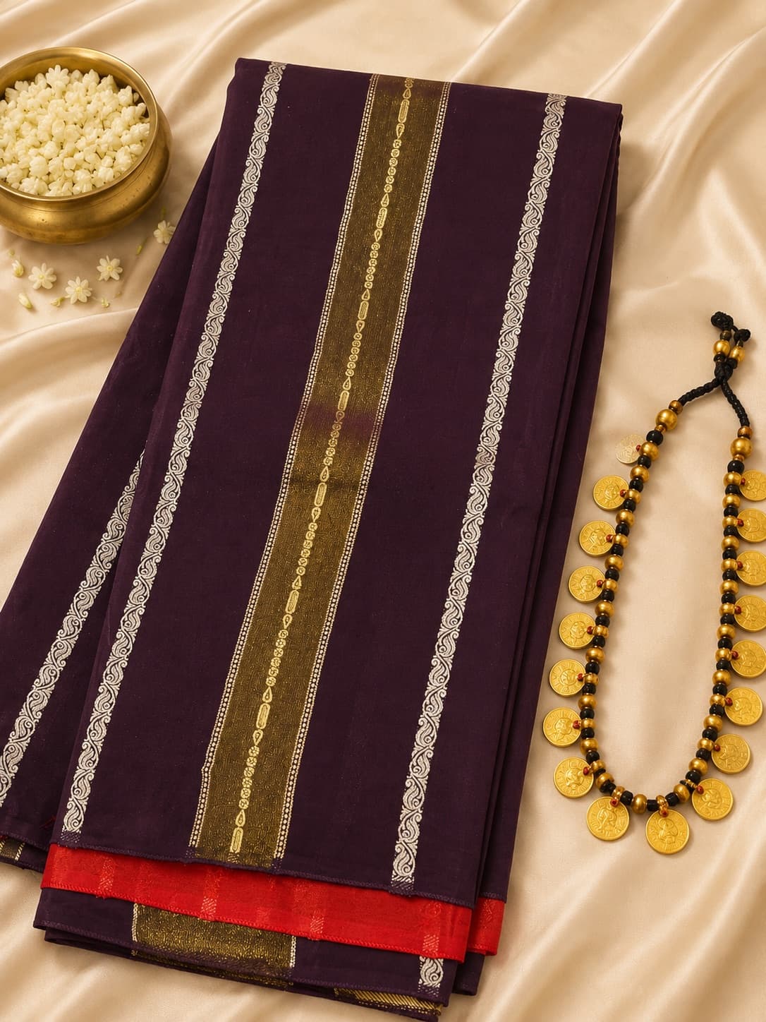 Purple Tone Saree With Zari Work