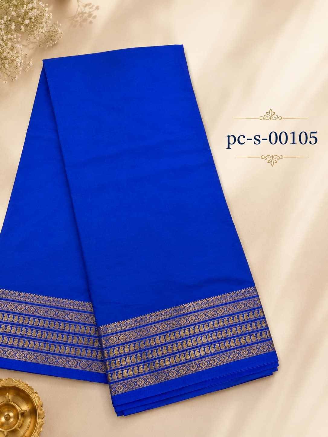 Mysore Crepe Saree - Royal Blue
