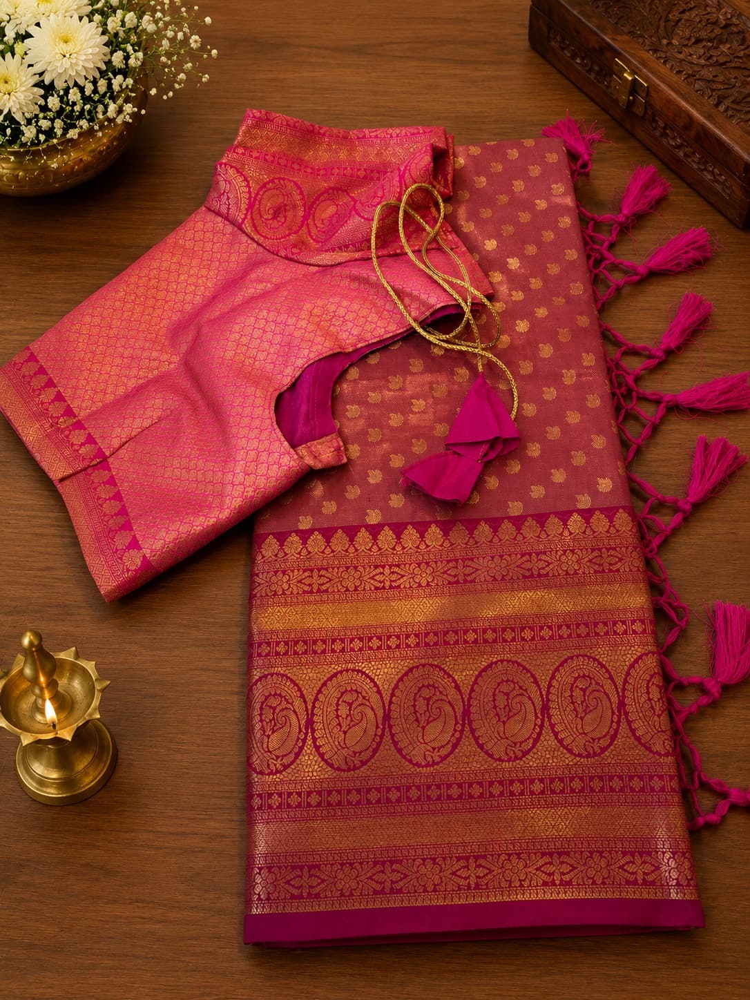 Pink Kanchi Tissue Silk Saree