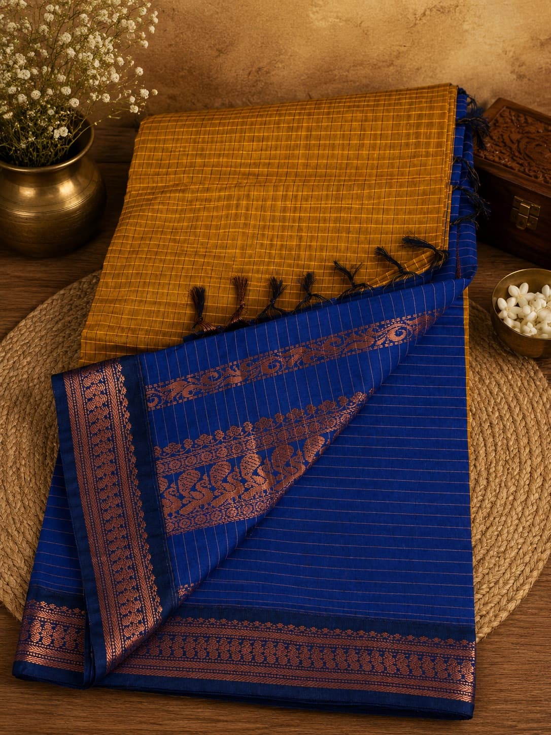 Checked Kalyani Cotton Saree