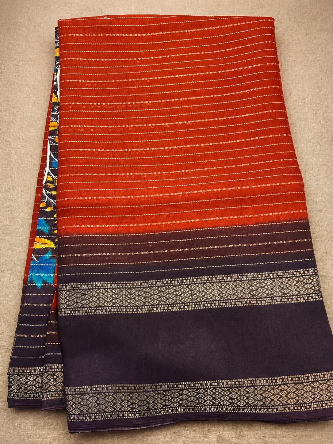 Orange Striped Saree
