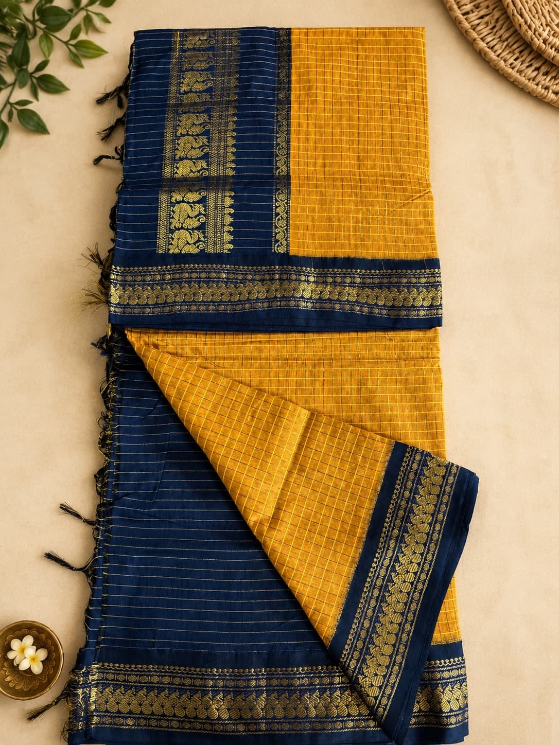 Checked Kalyani Cotton Saree
