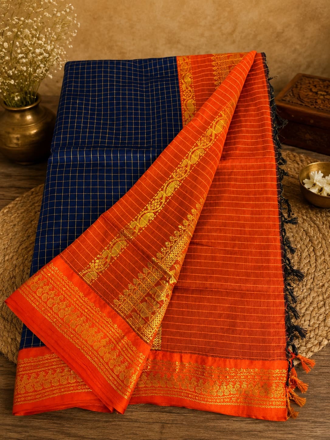 Checked Kalyani Cotton Saree