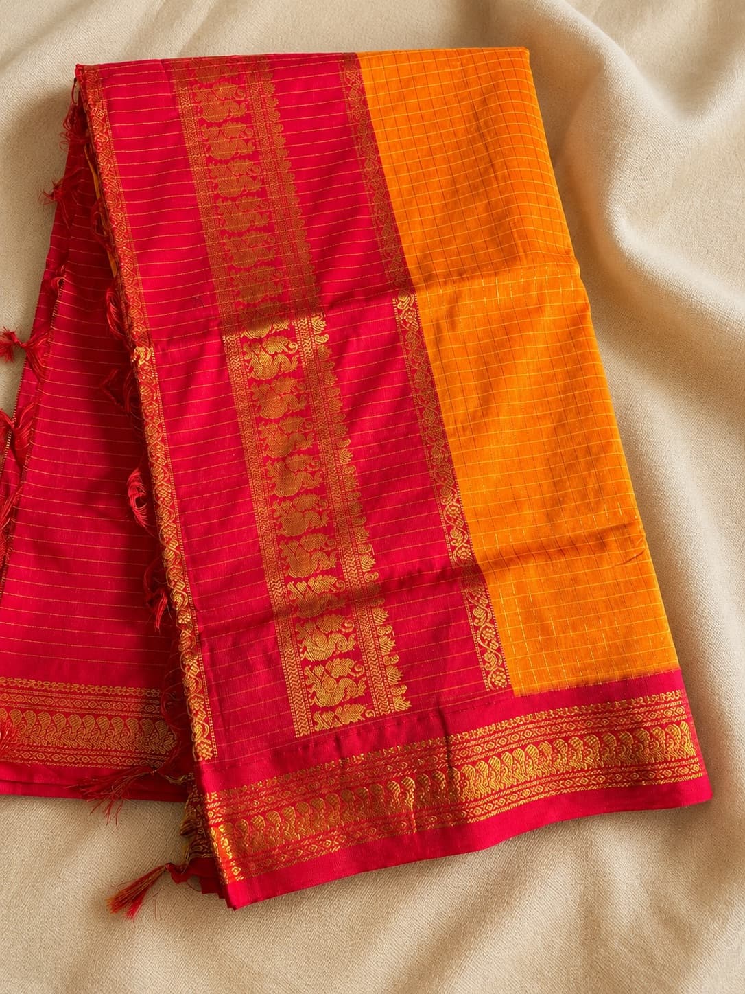 Checked Kalyani Cotton Saree
