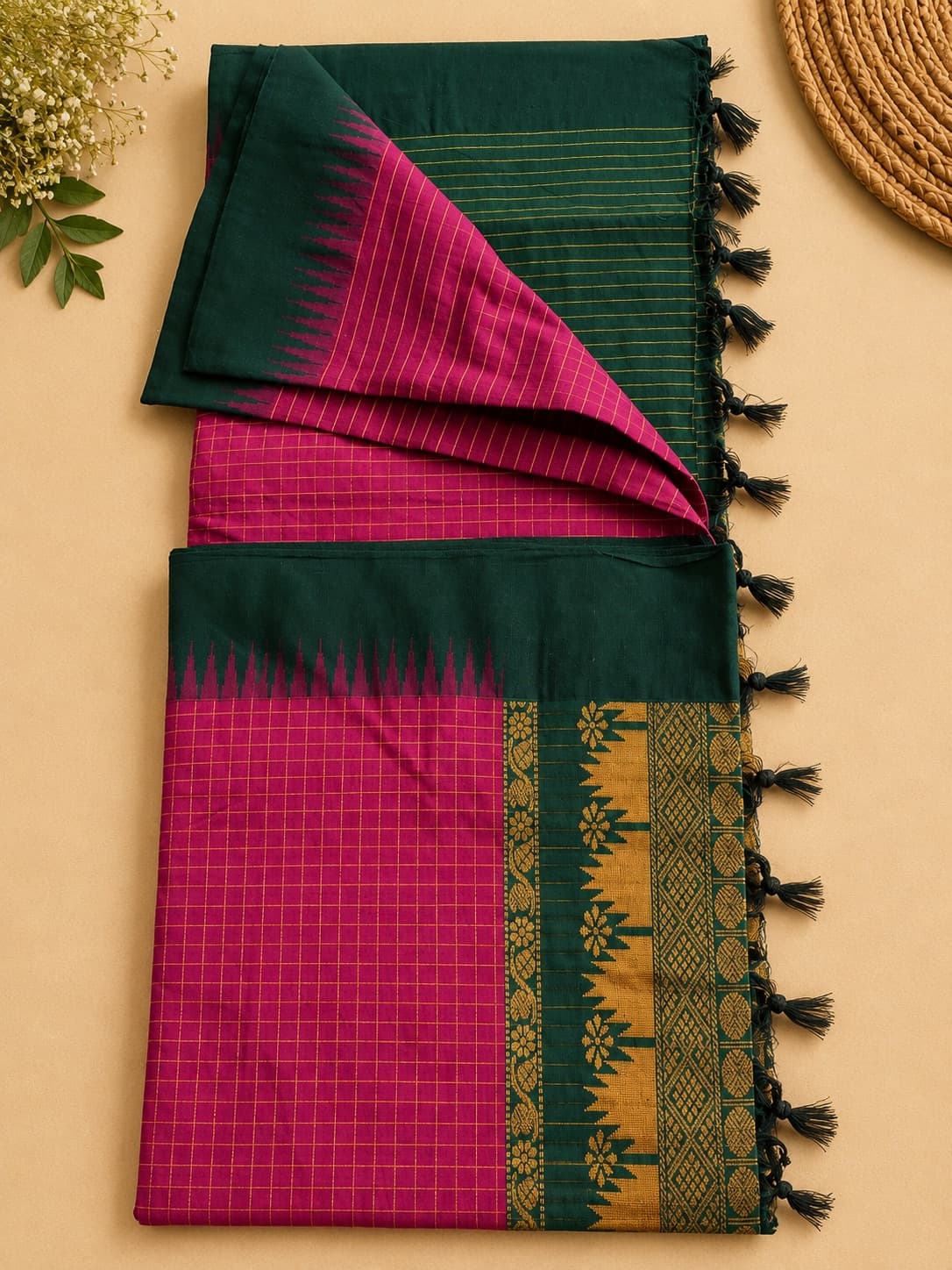 Checked Kalyani Cotton Saree