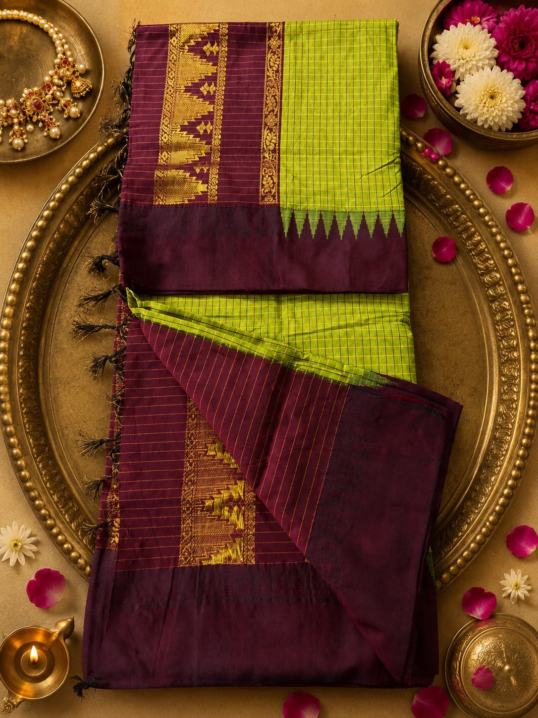 Checked Kalyani Cotton Saree