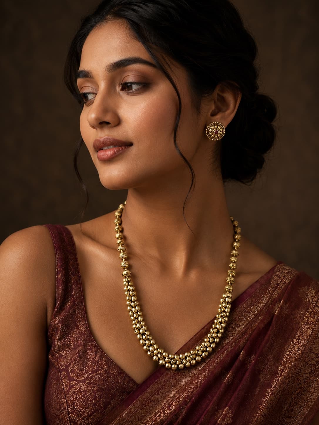 GOLDEN BALL GHUNGROO LONG NECKPIECE WITH STUD jewellery in Fancy Jewellery