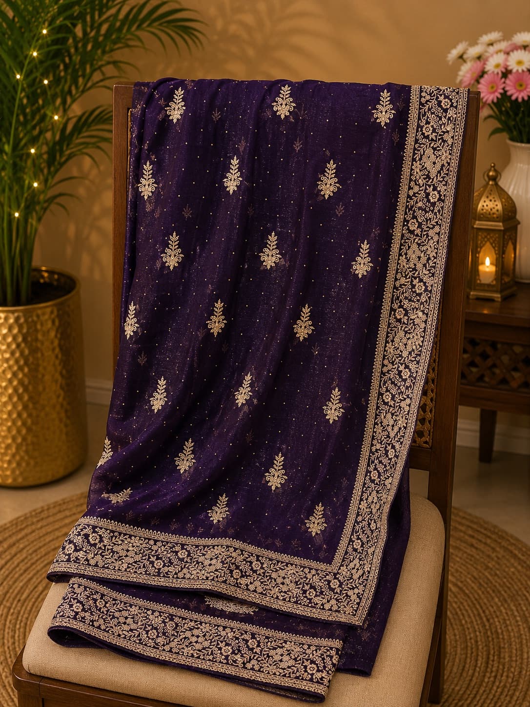 Chiffon Fancy Purple Saree
