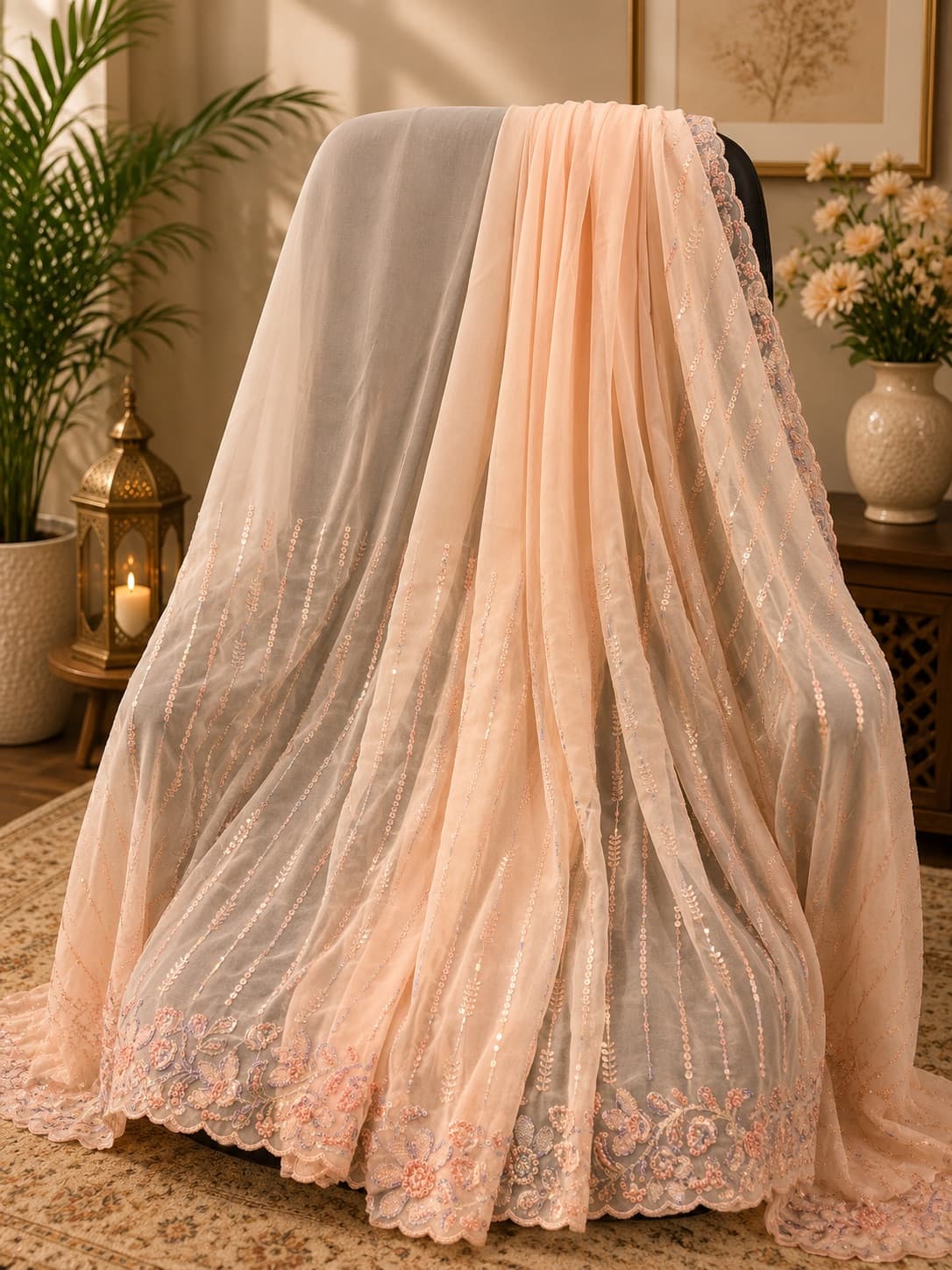 Chiffon Fancy Baby Pink Saree
