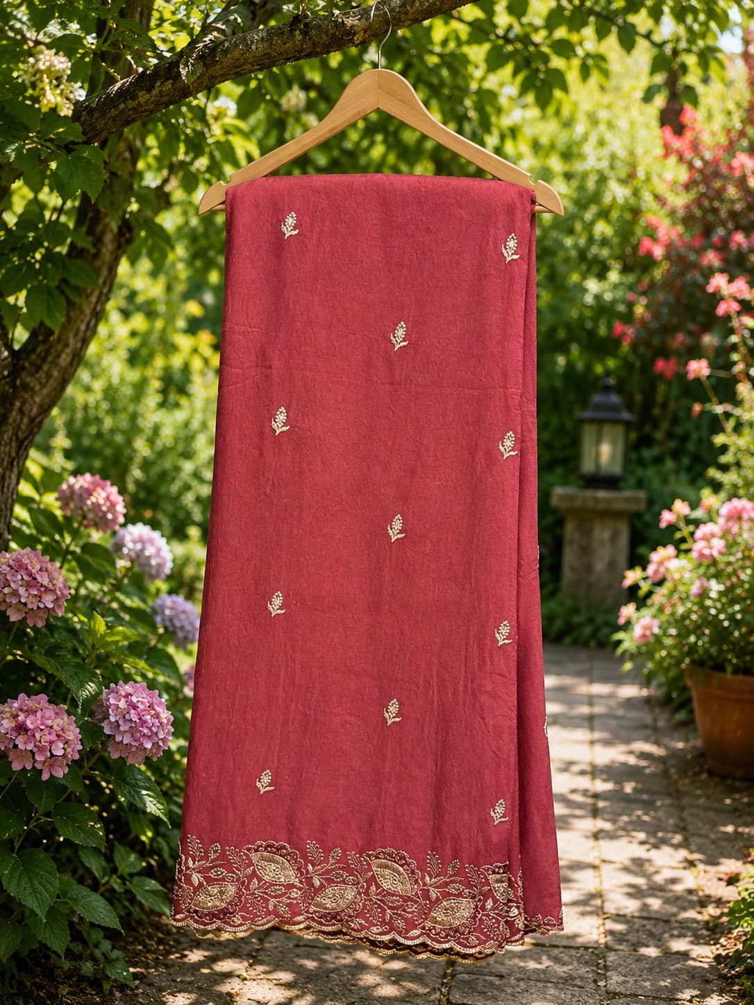 Pink Embroidered Saree in Pink Saree With Maroon Blouse, Fancy Party Wear Saree