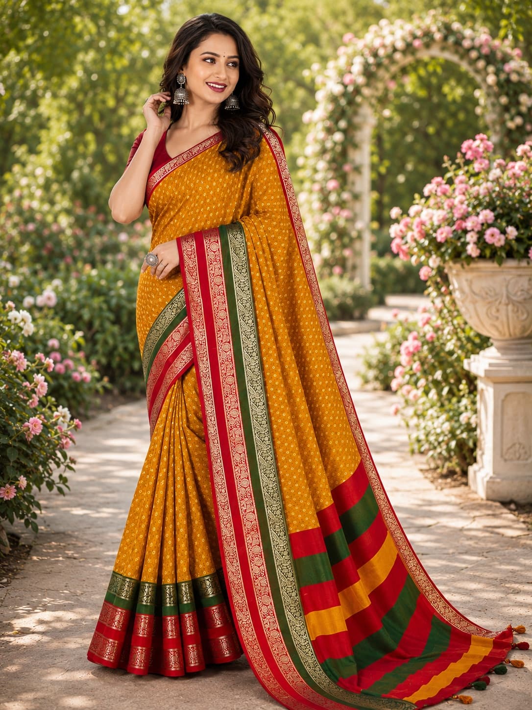Mustard Saree With Zari Border