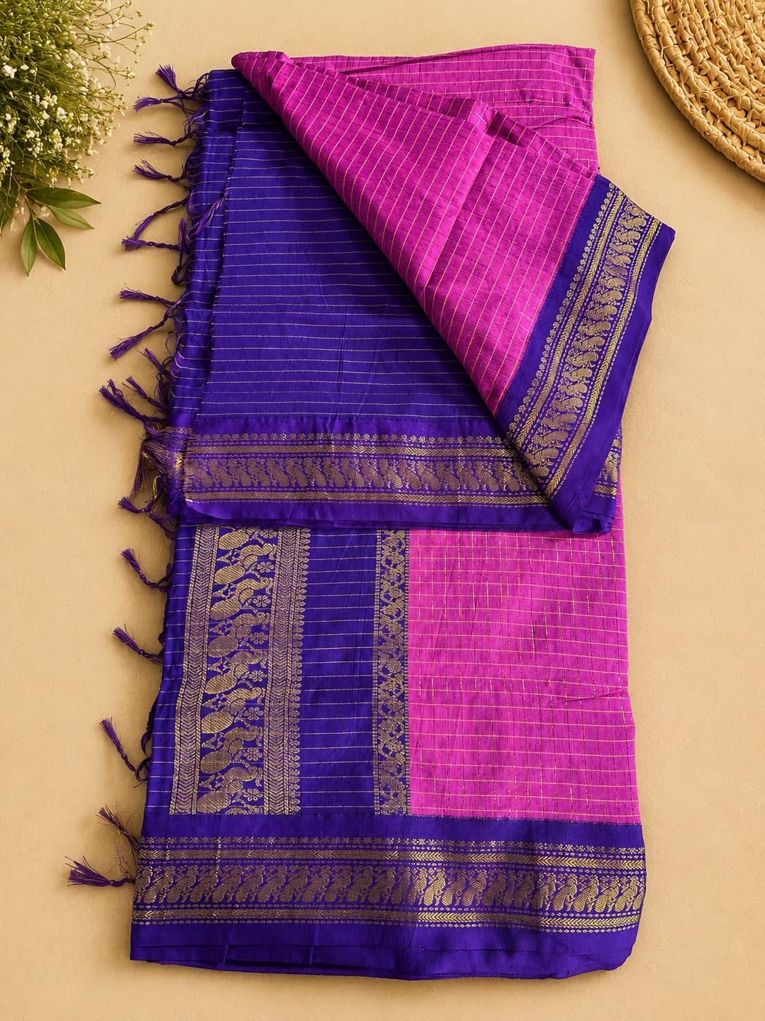 Purple And Pink Traditional Saree