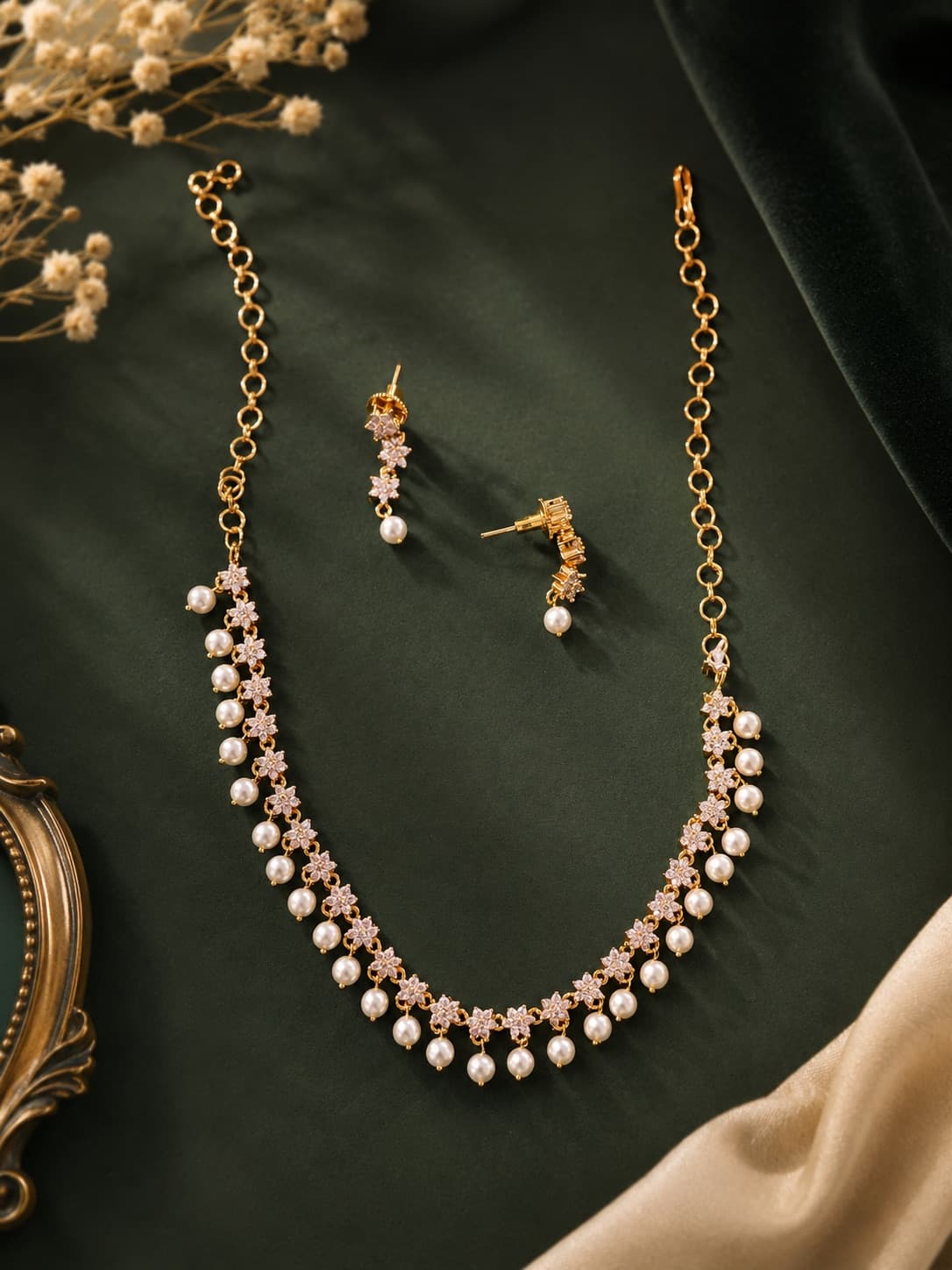 Gold-Plated Bejewelled Jewellery Set