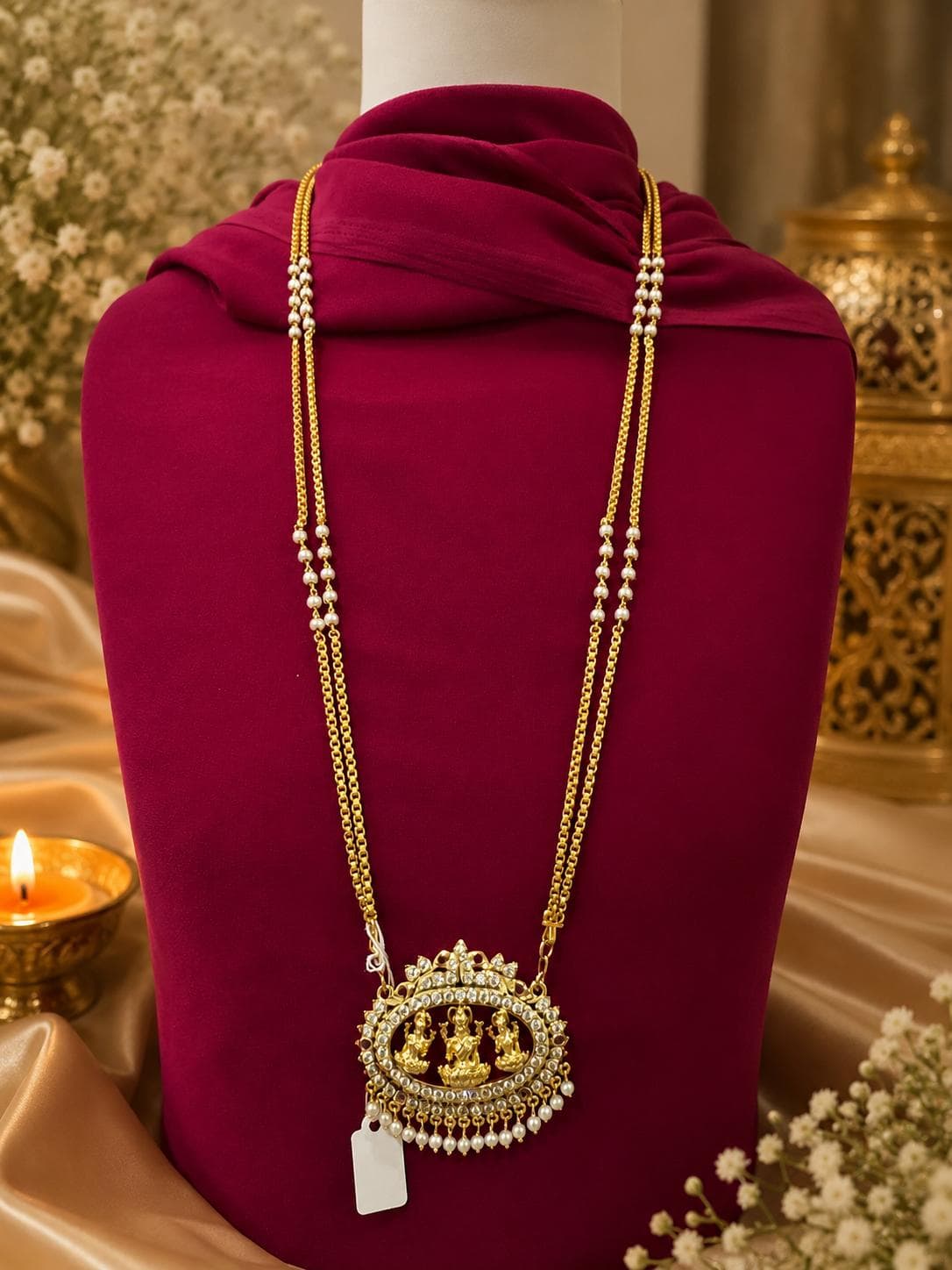 White Stone Work Luxmi Pathakkkam With Chain jewellery in Fancy Jewellery Pathakam With Chain