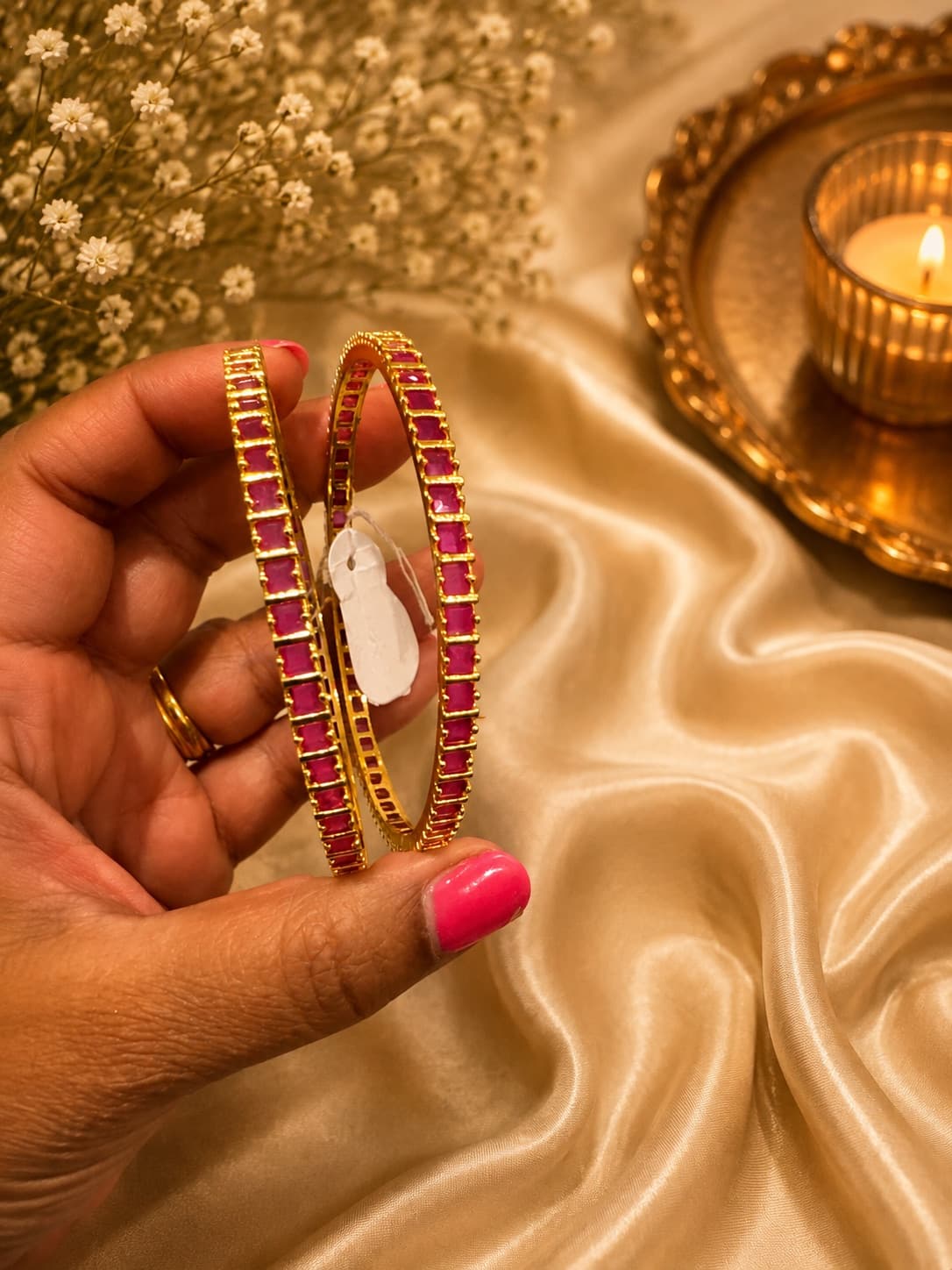 Ruby Stone Bangles