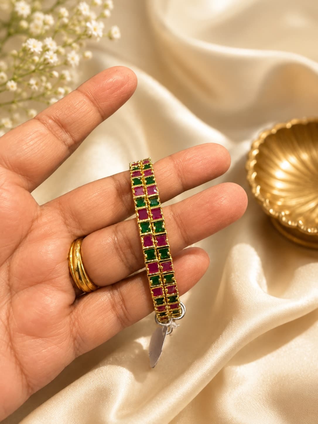 Ruby Emerald Bangle Set