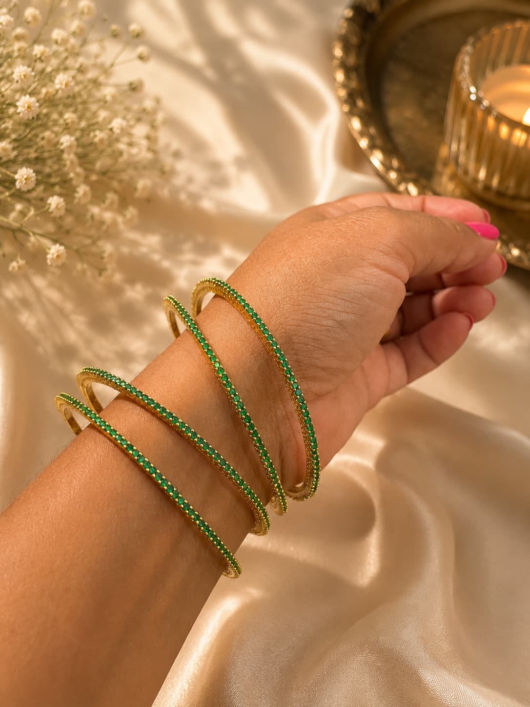 Green Stone Bangles