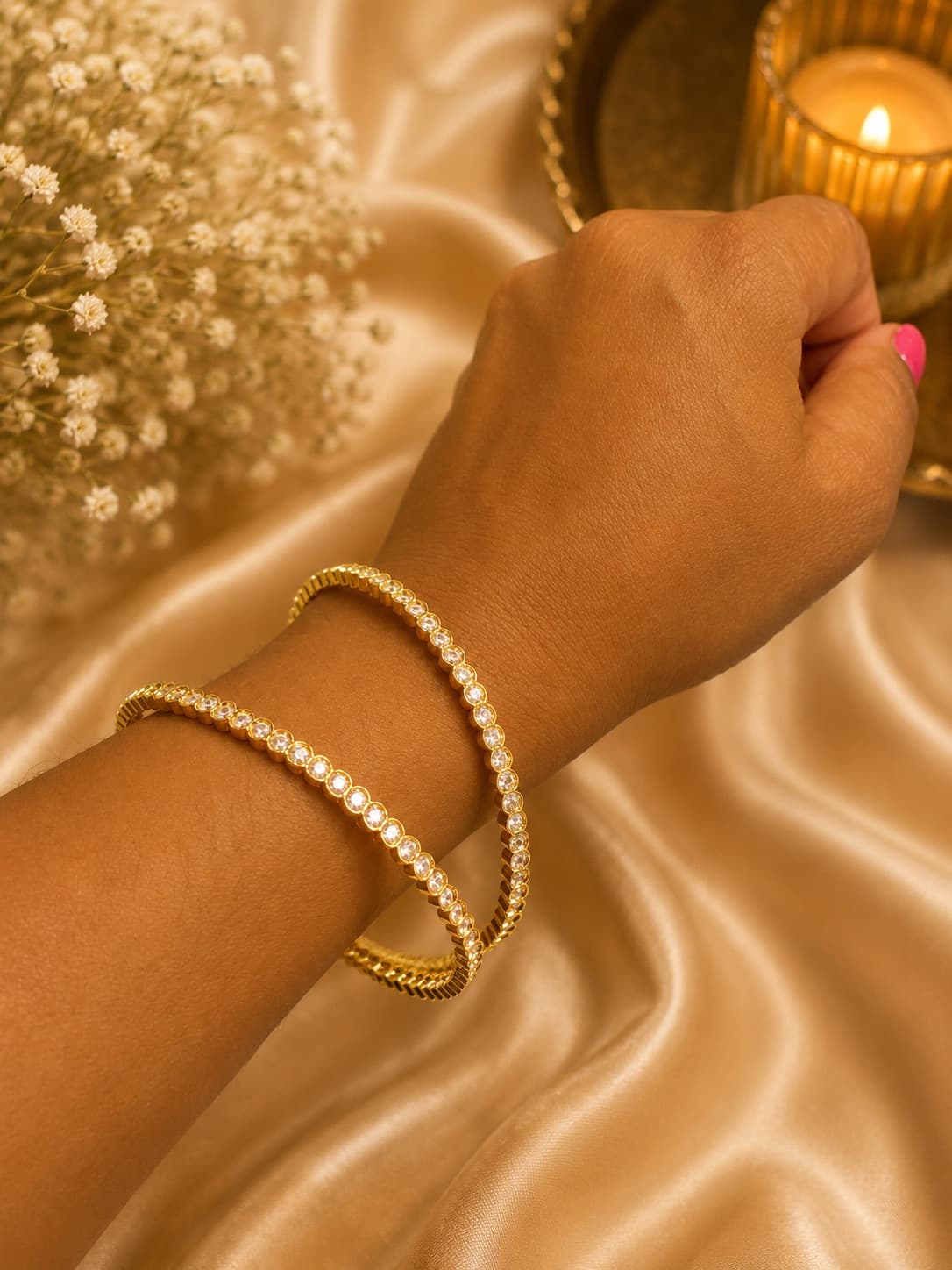 Sparkling Gold-Toned Bangle Set