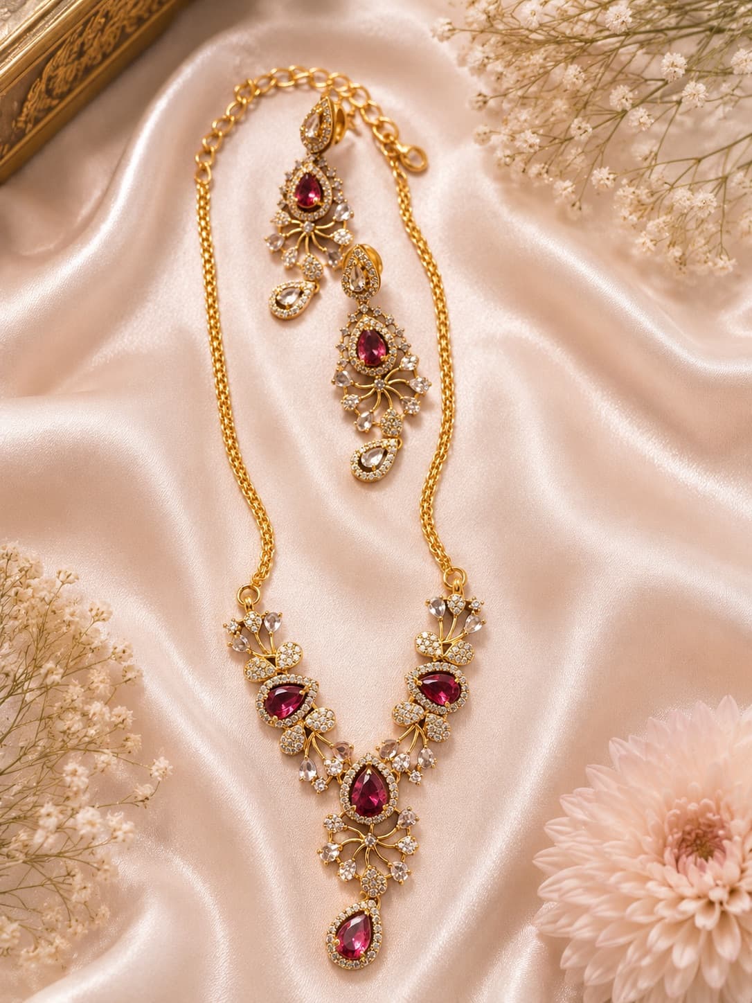Ruby And Kundan Necklace Set