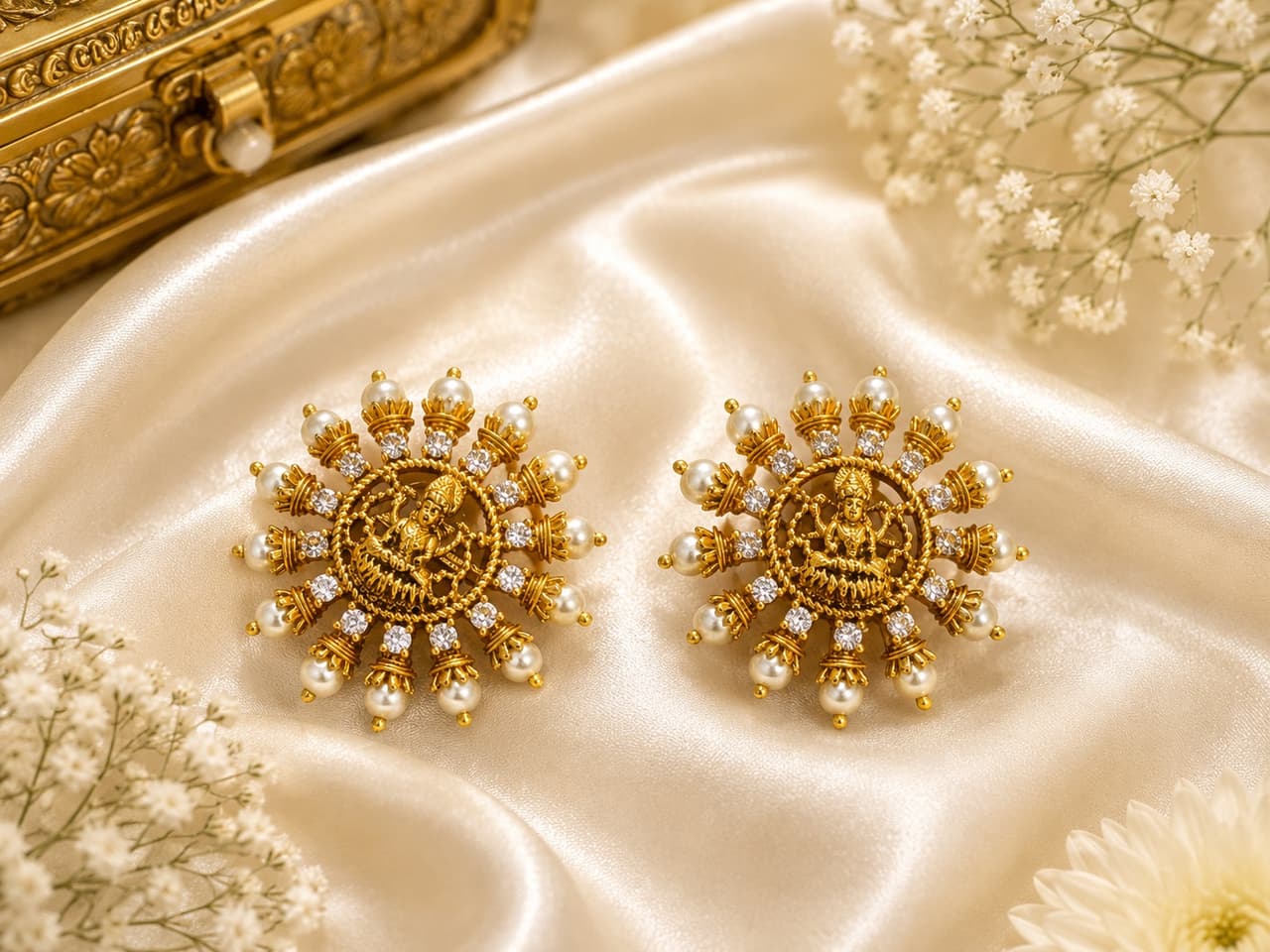 Lakshmi Pearl Stud Earrings