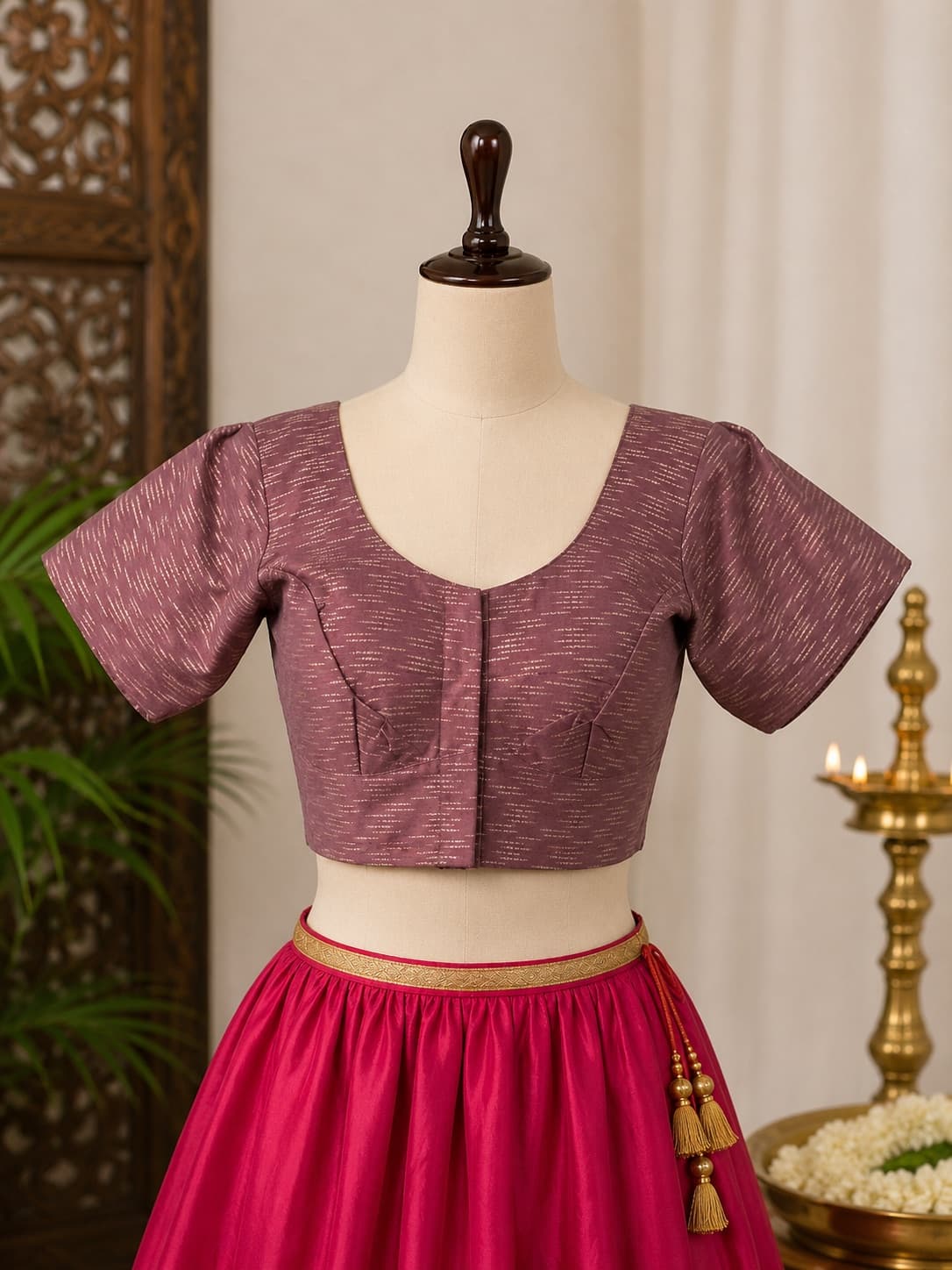 Pink, Purple, White Kanchi Silk Saree