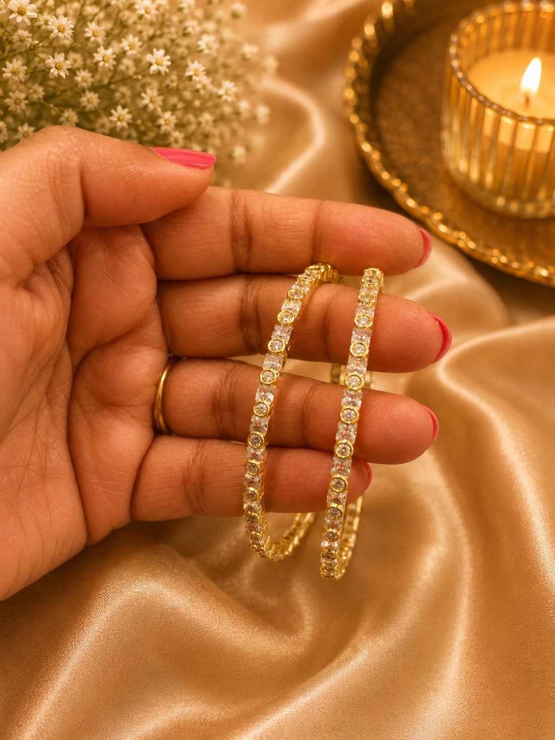 Golden Zircon Stone Bangles