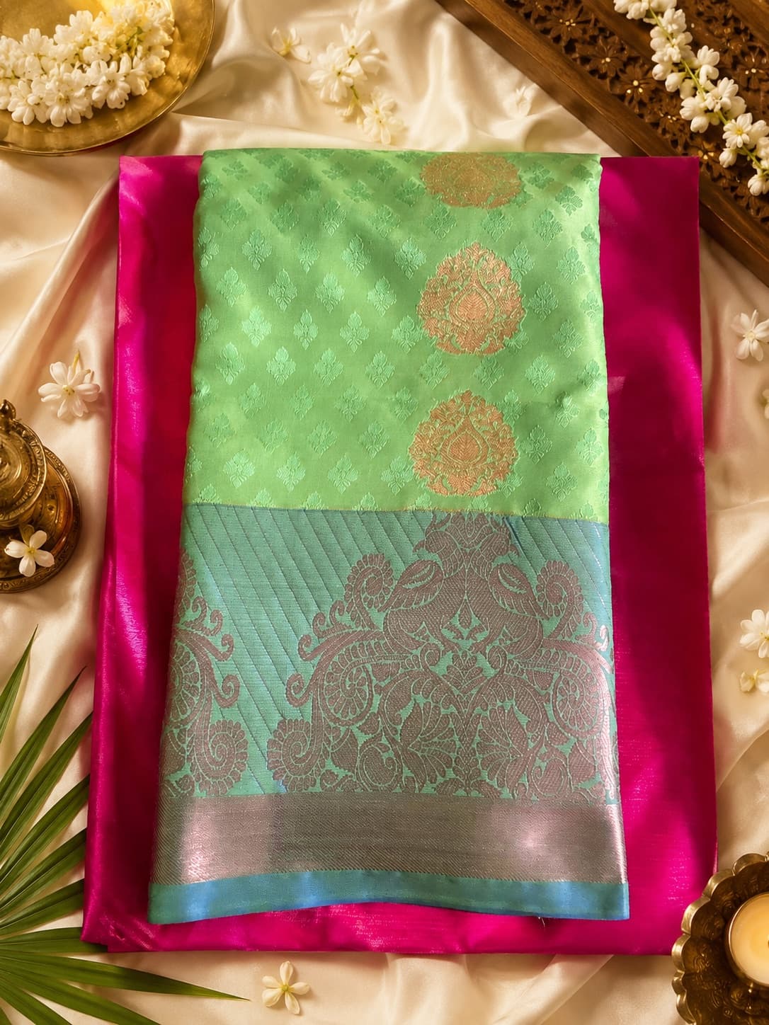 Green Semi Silk Saree