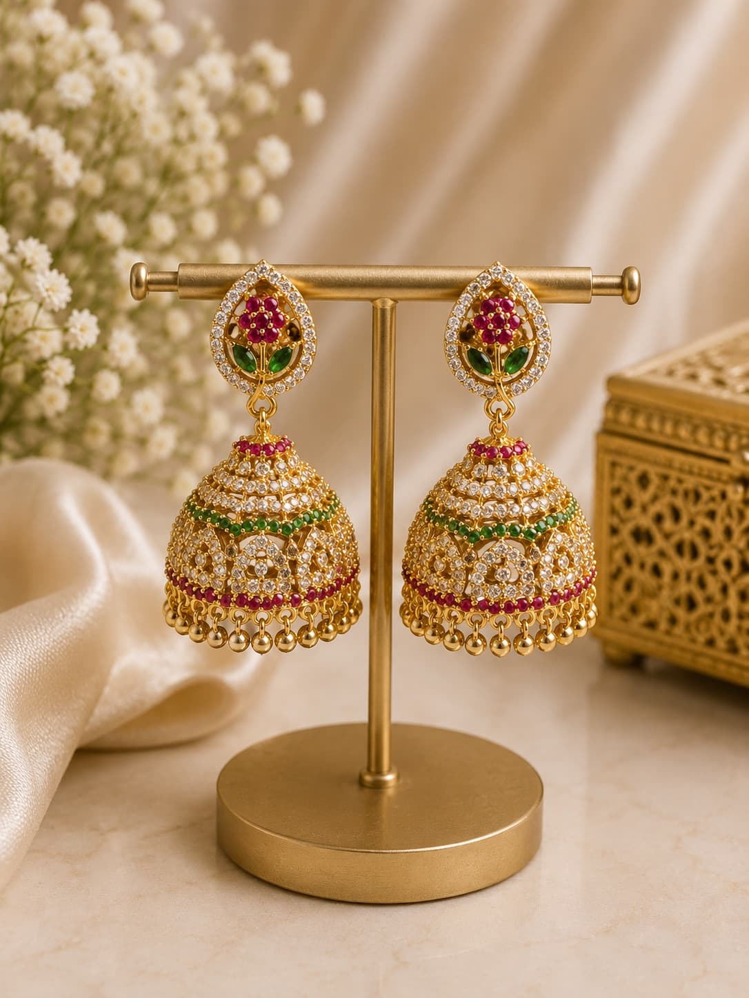 AD Stone Ruby & Green Jimika
