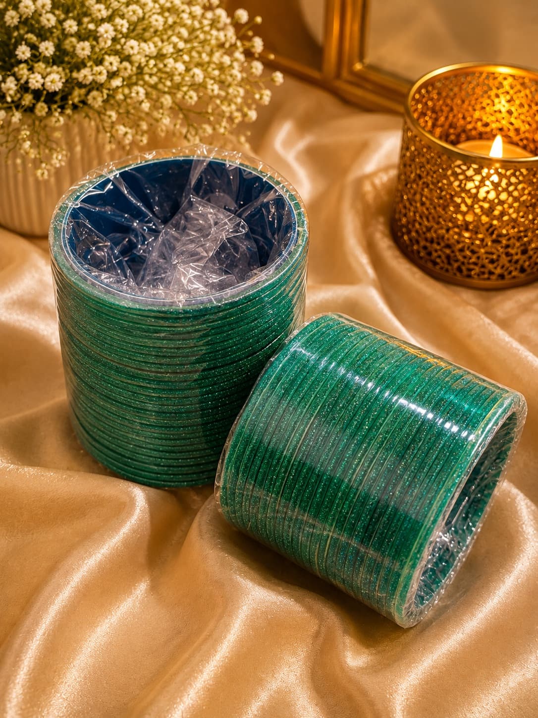 Emerald Green Velvet Bangles