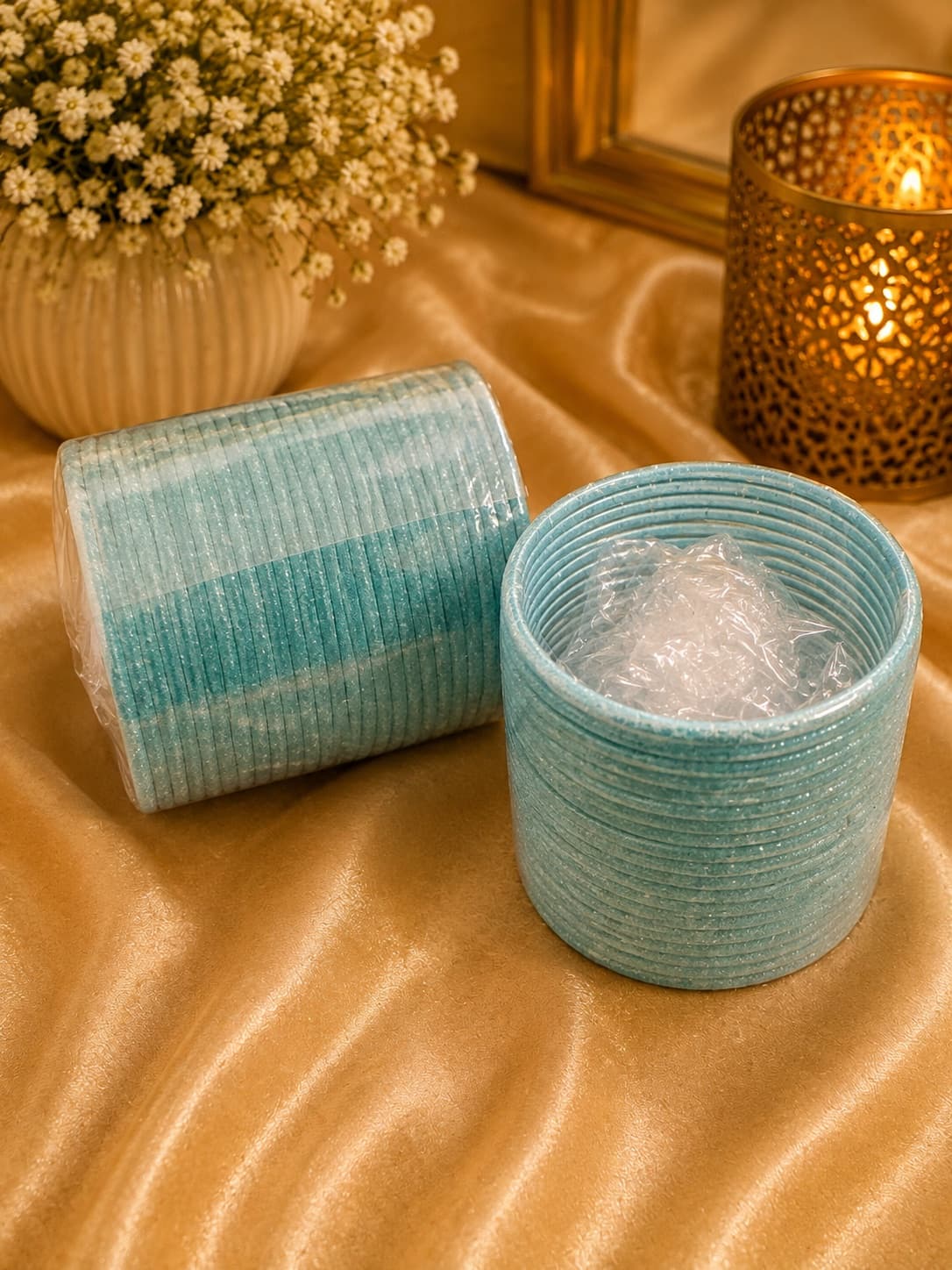 Light Blue Velvet Bangles