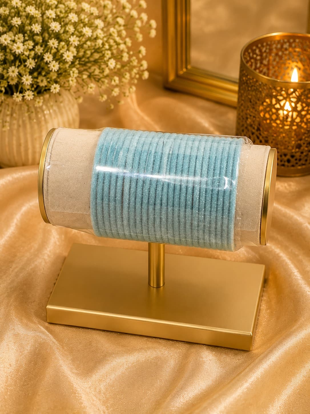 Pastel Blue Velvet Bangles