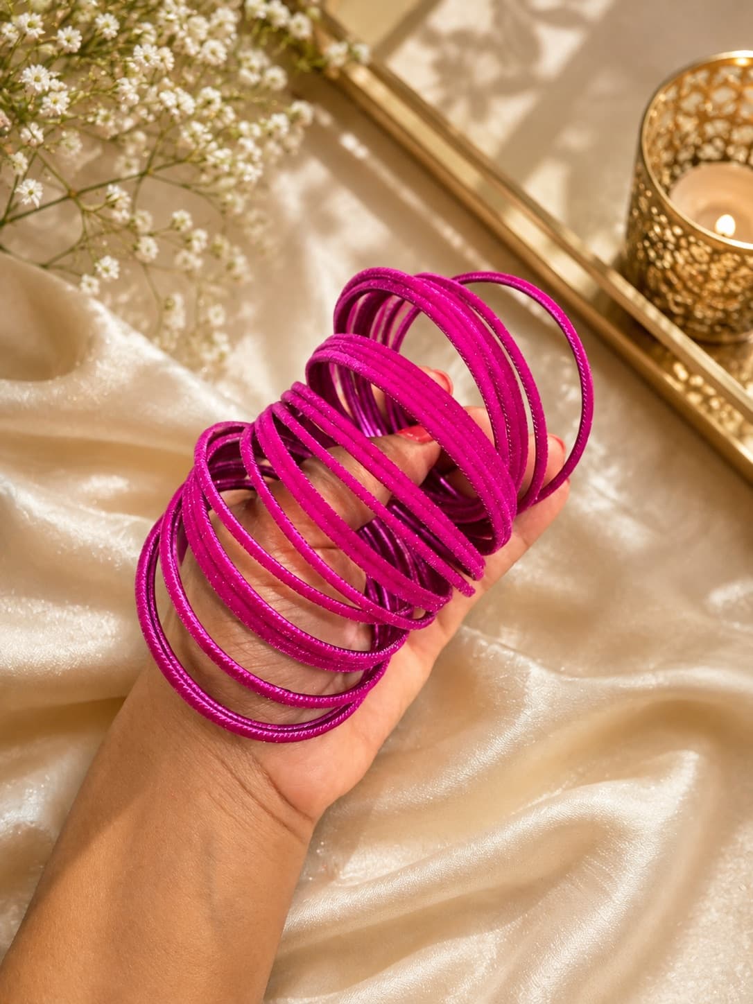 Rani Pink Velvet Bangles