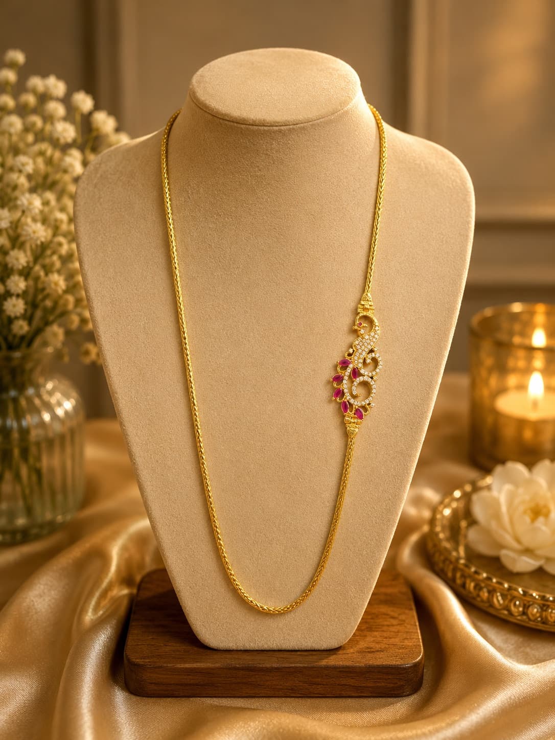 40 Inch Peacock Mugappu Chain