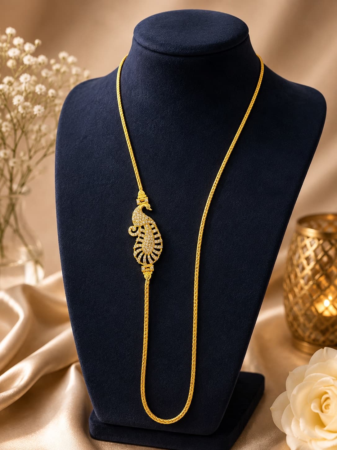Peacock Design Gold Plated Chain Pendant