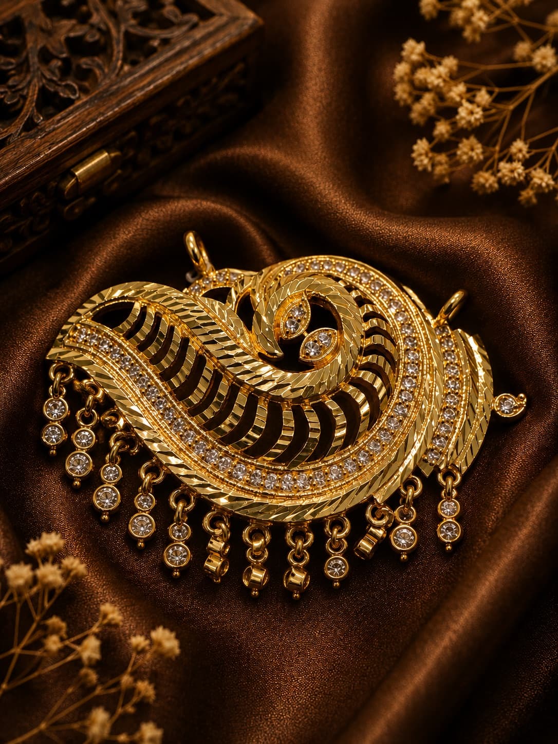 Sangu Micro Gold Plated Pendant With AD White Stone
