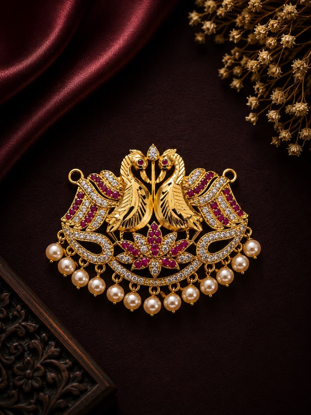 Peacock Ruby Stone Micro Gold Plated Pendant