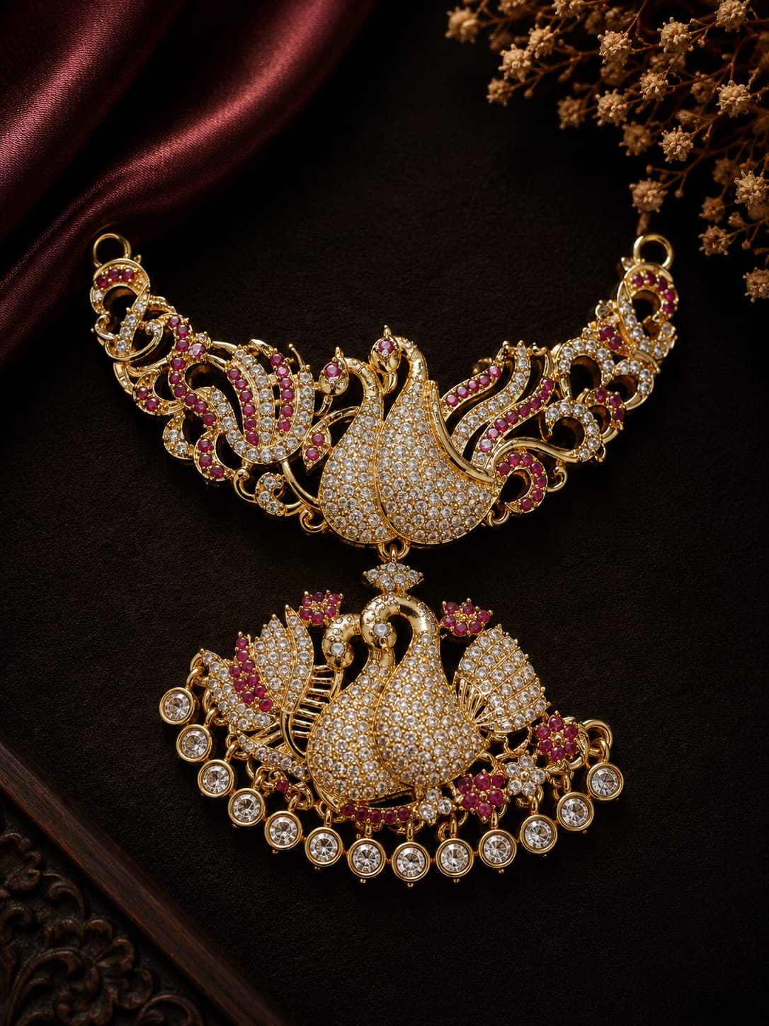Gold Plated Peacock Pendant Set