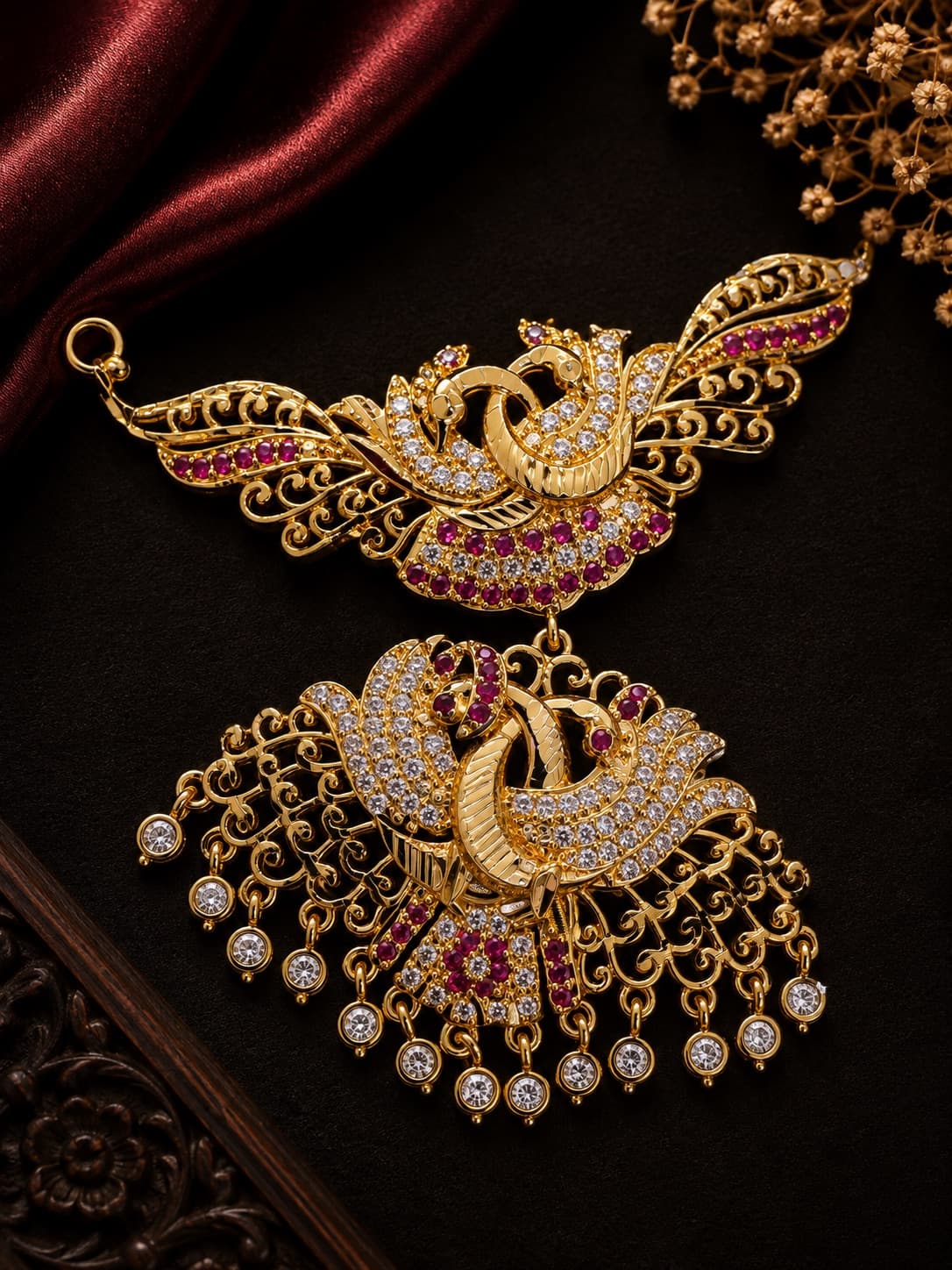 Gold Plated Peacock Pendant Set