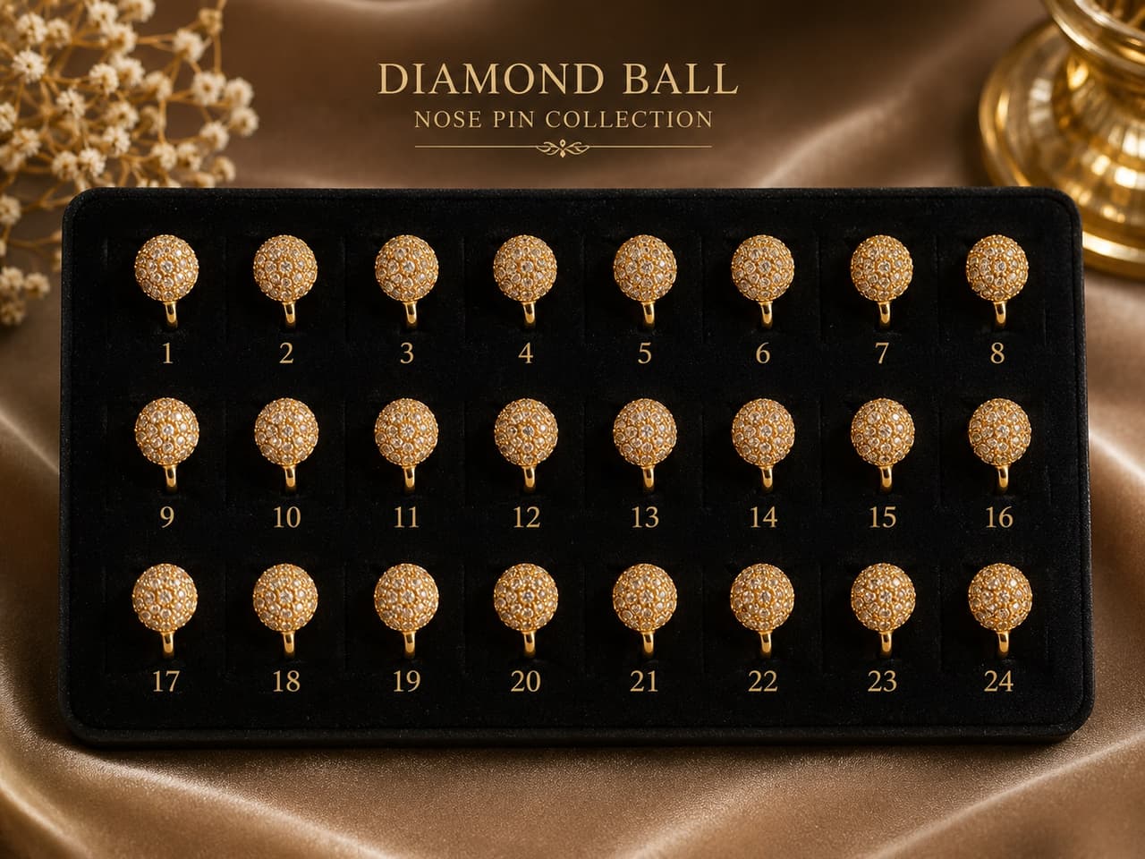 Sparkling Diamond Ball Nose Pins